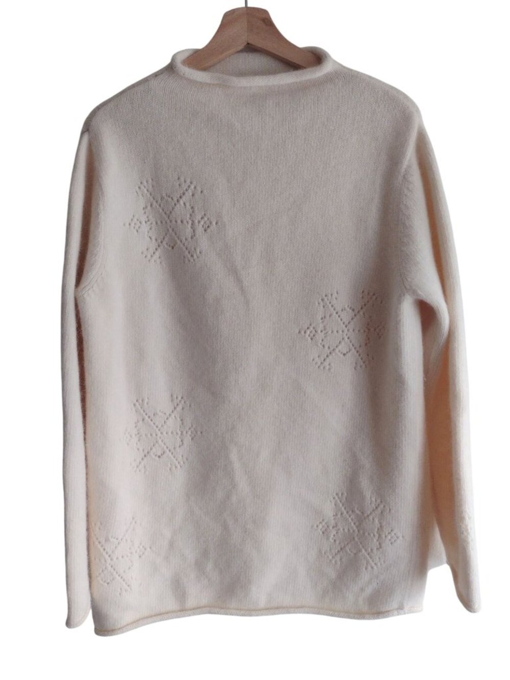 Vintage Cream Winter Holiday Sweater M Wool Angora Blend Jillian Jones Pullover